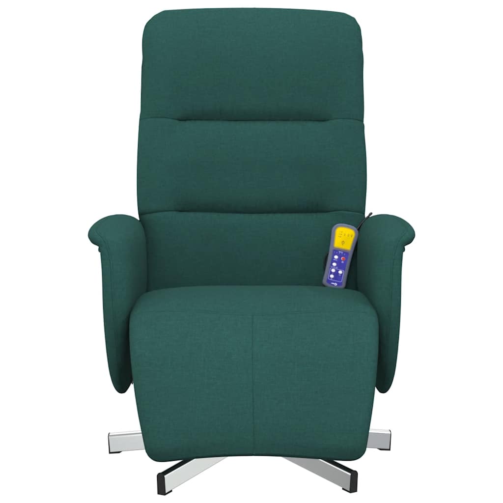 Massage Chair with Footrest Dark Green Fabric