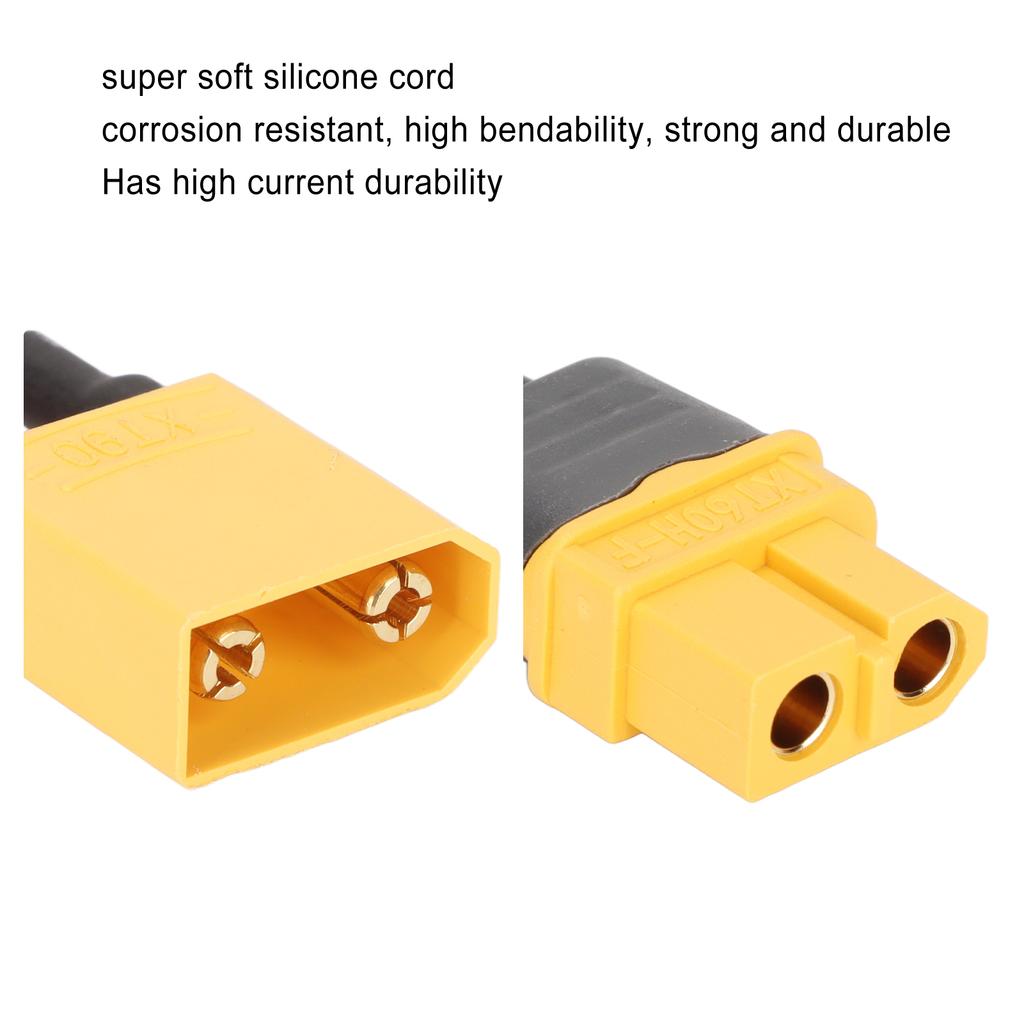XT60H F to XT90 Male Adapter Cable Super Soft Reusable XT90 Male Connector for Car Models Airplane Models Ship Models