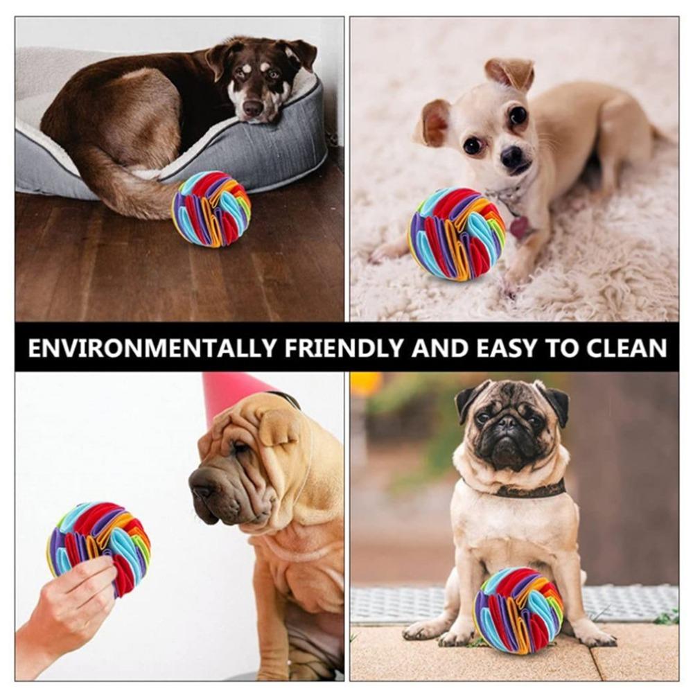 Rainbow Multicolor Snuffle Ball Plush Fleece Pet Puzzle Ball Enrichment Ball Energy Consuming