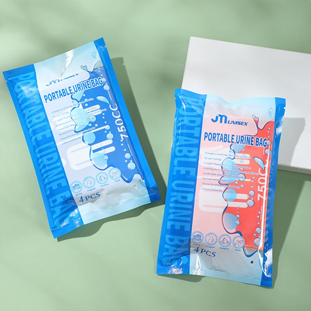 4Pcs 750CC Outdoor Disposable Urinal Bag Portable Emergency Urinate Bags Leakproof Emergency Pee/Wee Bags for Camping Hiking