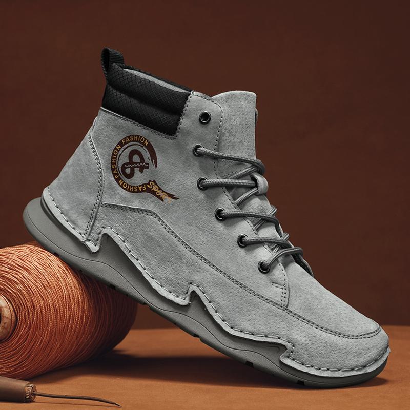 Мужские высокие кожаные туфли на шнуровке повседневные кроссовки размера плюс 39-46