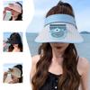 New Fan Hat for Women Fashion Striped Large Brim Sun Protection Face Empty Top Hat UV Sun Hat Women