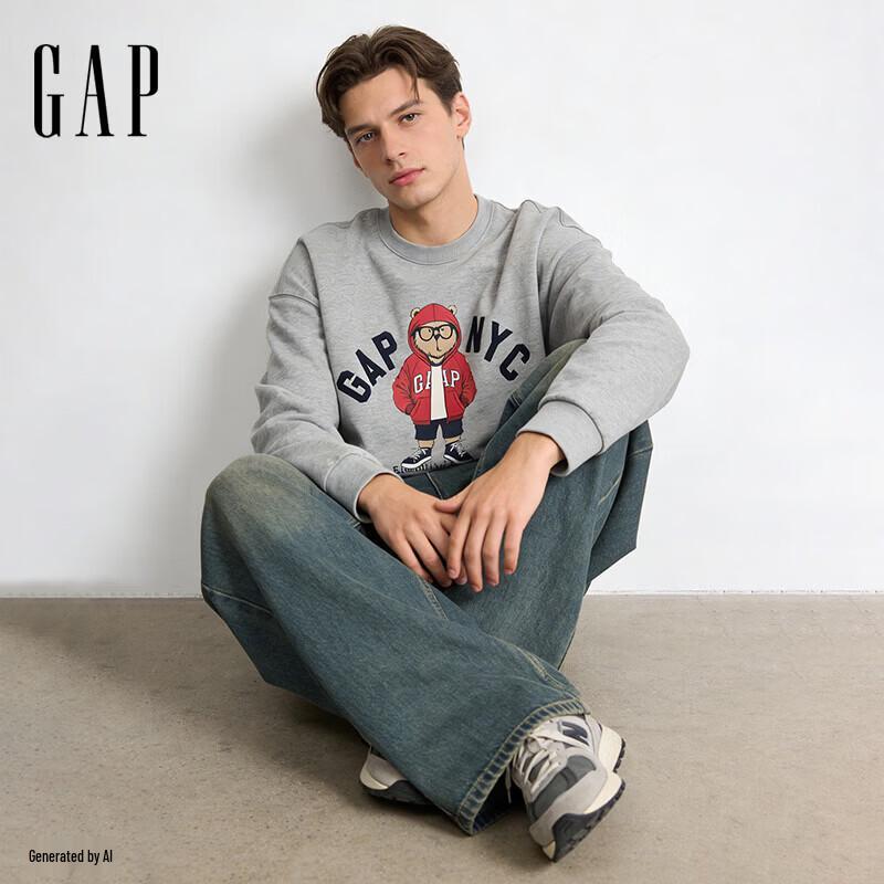Gap Унисекс свитшот с круглым вырезом и логотипом-медведем