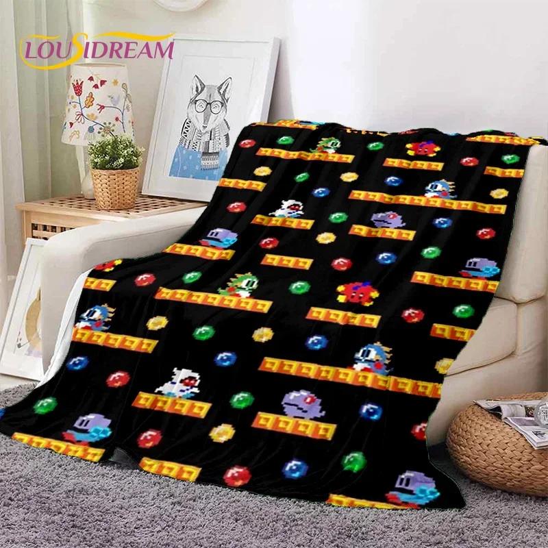 Мультяшный Bubble Bobble Puzzle Bobble Retro Game Мягкое фланелевое одеяло для кроватей, спальни, дивана, пикника, плед для отдыха на открытом воздухе