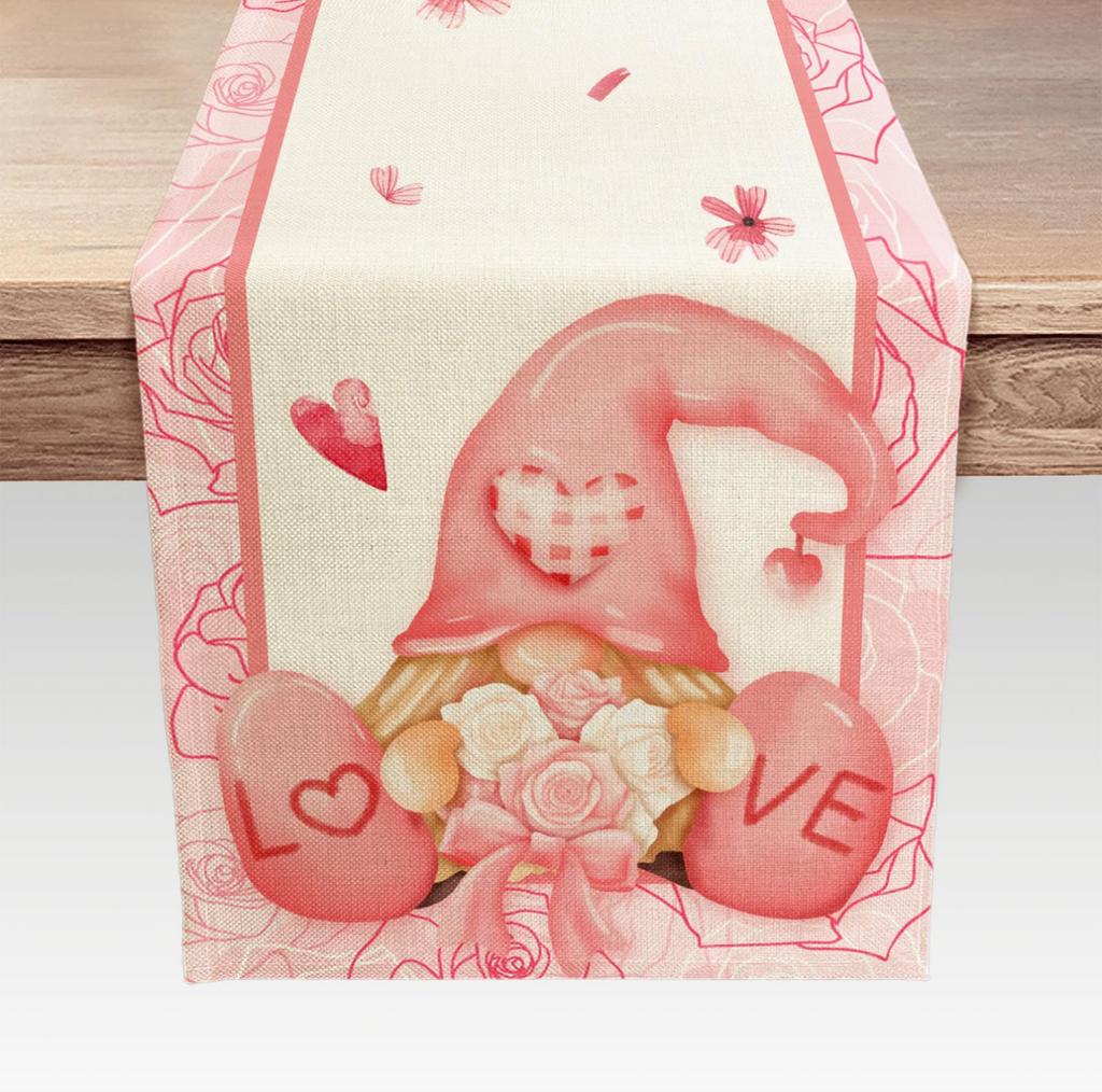 День Святого Валентина Настольный флаг Красный Любовь Клетка Дом Праздничное украшение Настольный флаг Скатерть