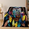 2026 New Mysterious Colorful Owl Cartoon Birds Flannel Blanket,Cozy Soft Throw Blanket for Home Bedroom Bed Sofa Cover Kids Gift