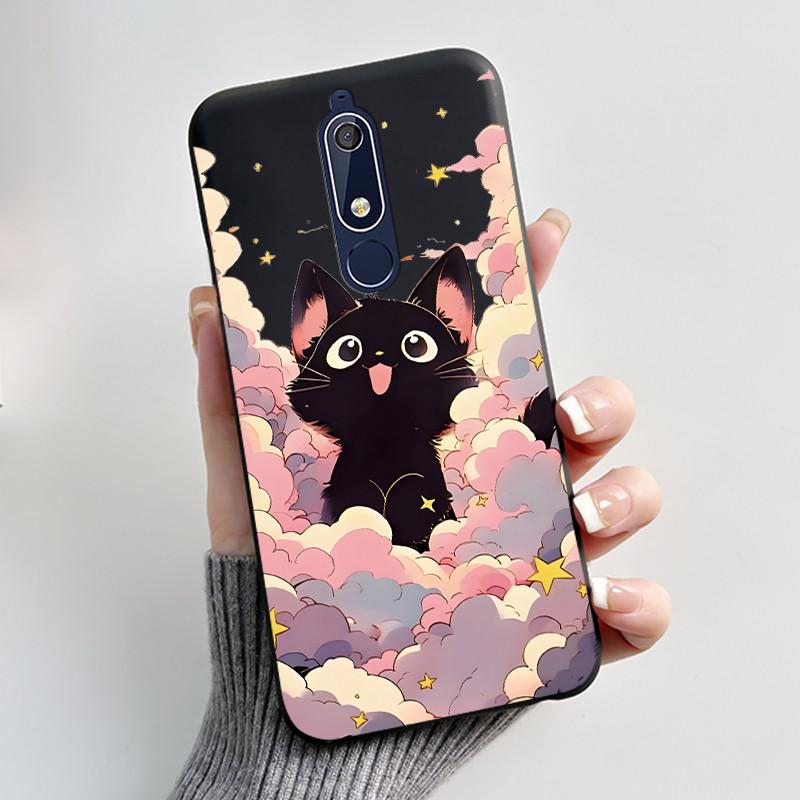 Чехол Для Nokia 5.1 6.1 Эстетичный Роскошный Милый Крутой Мальчики Девочки Мягкий силикон Чехол для телефона Задняя крышка Черный Матовый Защитный чехол