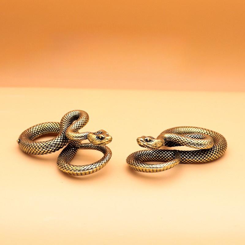 Handmade Brass Snake Bronze Keychain Pendant Vintage Fashion Animal Snakes Waist Hangings Belt Buckle Punk Rock Style Key Rings