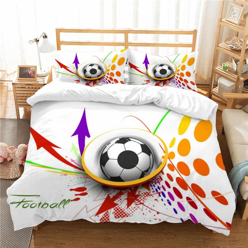 3D комплект постельного белья, пододеяльник, очаровательный футбольный принт, пододеяльник, наволочка из микрофибры, домашний текстиль