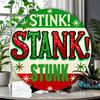 Set of Antique Aluminum Signs Round Wall Art, Christmas Wreath Theme "Stinky! Stinky! Stinky!" Holiday Home Decor for Bedroom
