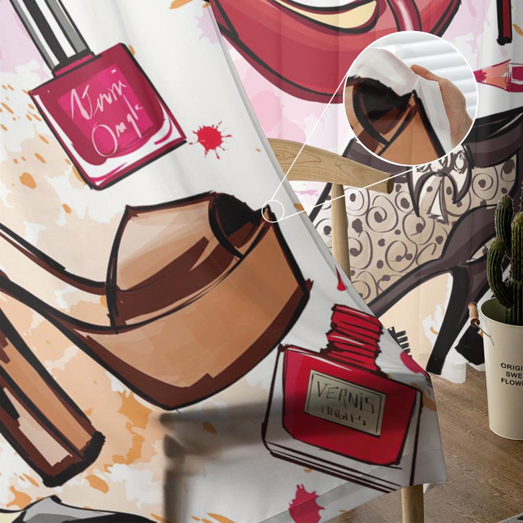 Прозрачные шторы для гостиной Высокие каблуки Косметика Ретро Детская спальня Балкон Большие шторы Кухня Столовая Шторы