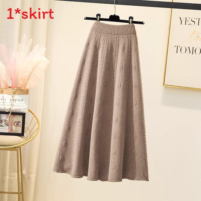 Womens High Waist Knitted Midi Skirt With Thick Woolen Material For Autumn Winter Elegance