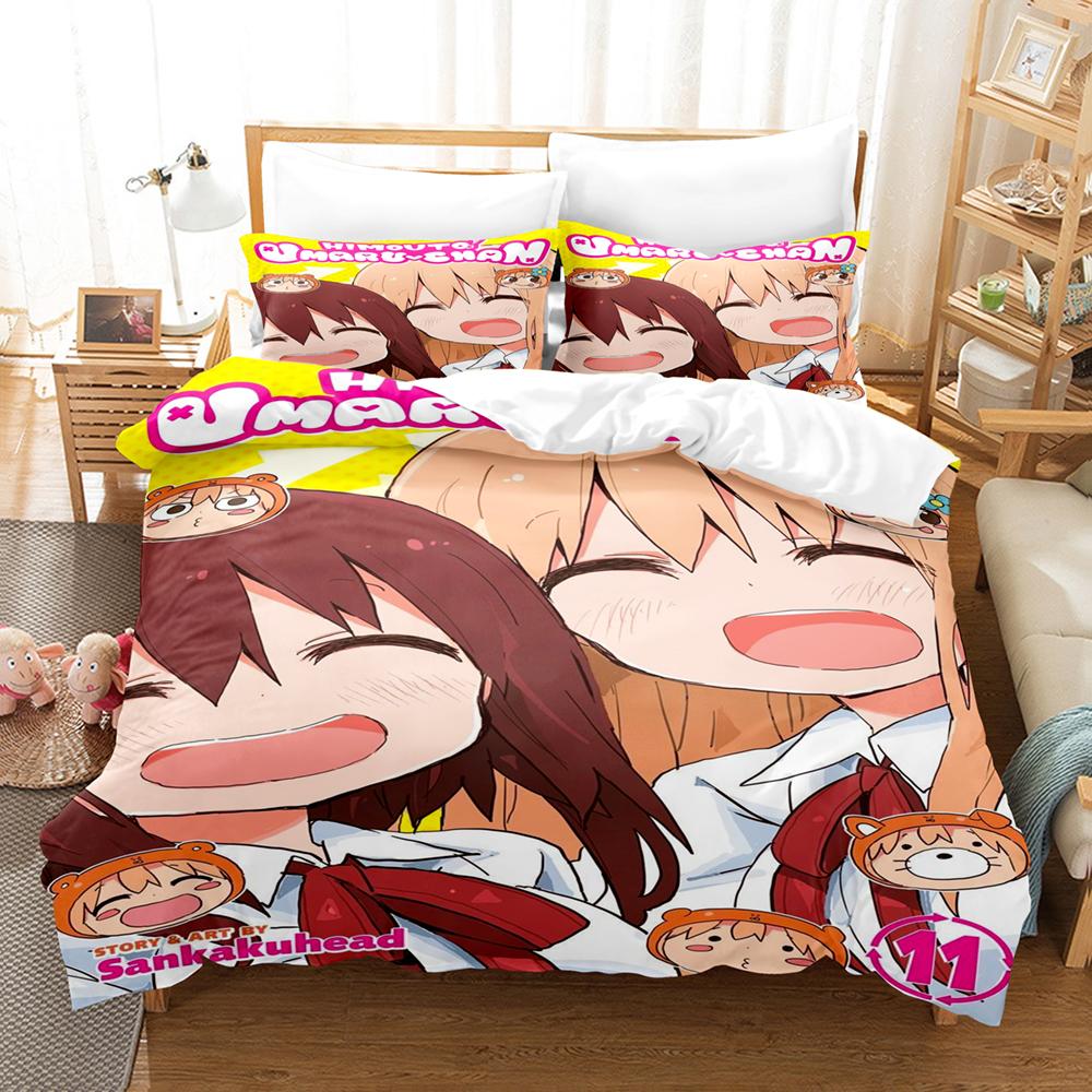 Постельное белье Himouto Umaru Chan 3 предмета Милый Чиби Умару Печать с персонажем аниме Пододеяльник Все размеры Настраиваемый для спальни