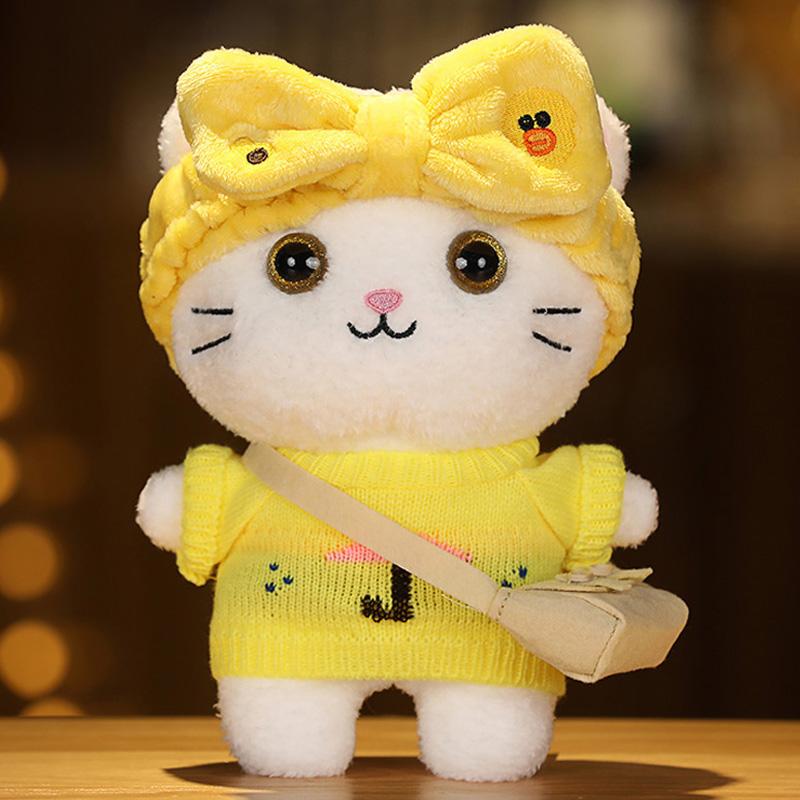 30 см Кафе Кот Маленькие Кошки Милая Подушка Плюшевая Игрушка Мягкая Кукла В Очках и Одежде Мультяшная Милая Игрушка