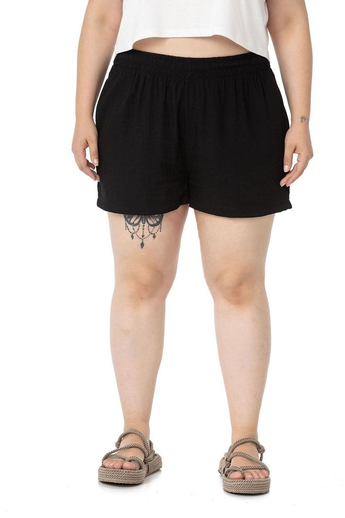 Women's Fashion Big Size Shorts & Bermudas Plus Size Green Shorts with Elastic Waist and Side Pockets