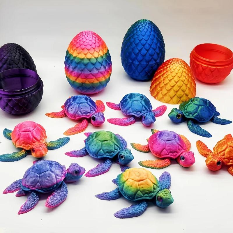 Гибкая 3D-печатная морская черепаха с яйцом, забавная фигурка для дома, автомобиля, стола. Милый праздничный подарок для семьи. Украшение в виде морской черепахи