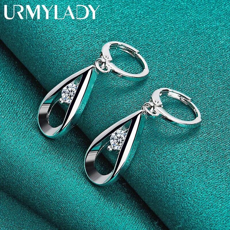 URMYLADY, серьги из стерлингового серебра 925 пробы с каплями воды AAA, серьги с цирконом для женщин, модные свадебные, помолвочные, очаровательные ювелирные изделия