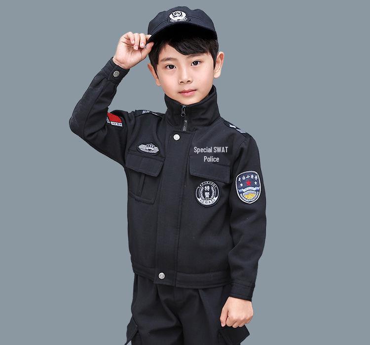 Детский полицейский костюм - Зимний бархатный наряд для выступлений для мальчиков и девочек в детском саду