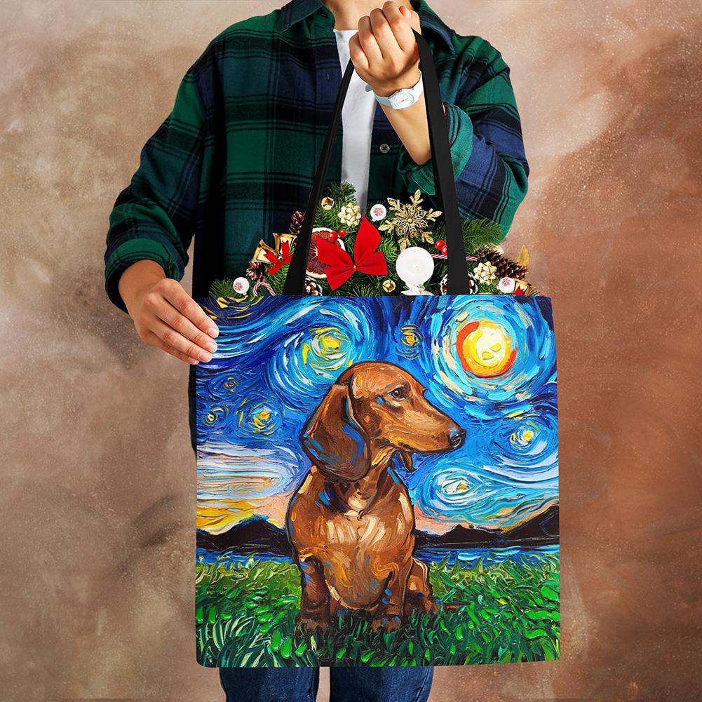 Звездное небо Животное Собака Принт Сумка-тоут Сумка через плечо Женская Большая Повседневная Сумка для покупок Дамская Ручная сумка для покупок На открытом воздухе CLE