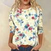 Женский модный повседневный пуловер с рукавом три четверти и цветочным принтом на воротнике