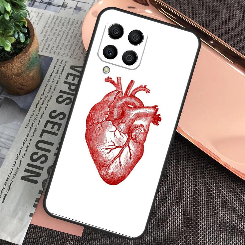 Анатомия человеческого сердца Чехол для Samsung Galaxy M55 M15 M13 M23 M33 M53 M30s M31s M12 M32 M52 M20 M21 M51 M34 M54