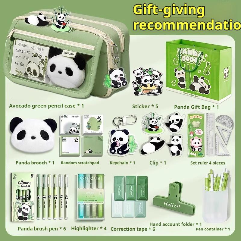 Пенал с пандой, большой вместимости, высокая эстетическая ценность, набор принадлежностей для студенток, сумка для канцелярских товаров для средней школы