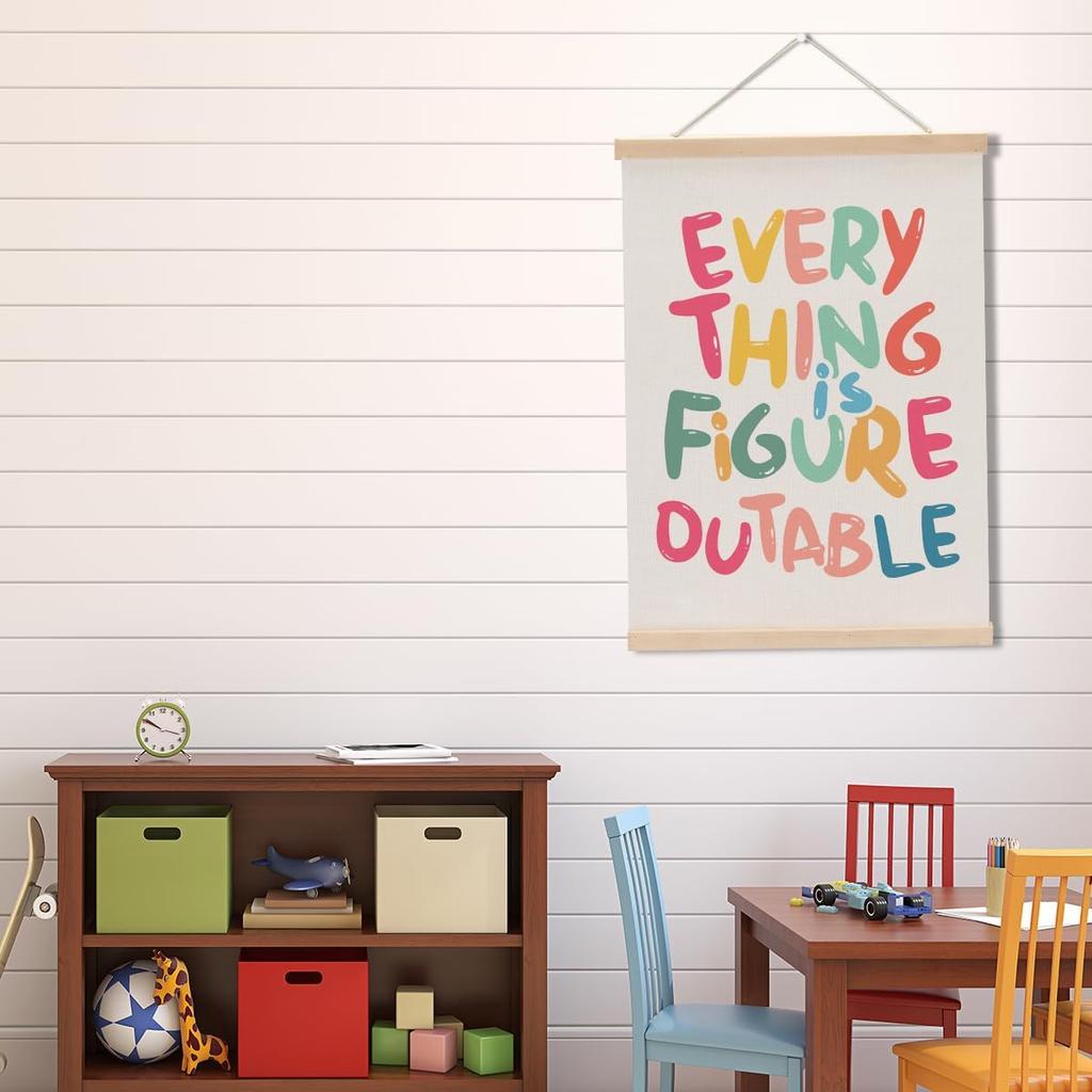 Neutral Classroom Decor Wall Hanging Banner Everything is Figureoutable Sgin pirational Classroom Theme Wall Hanging Decor for Office Playrooom