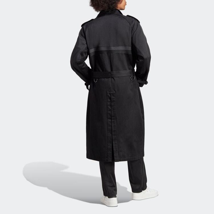 Adidas Originals Blue Version 83-C Двубортное длинное пальто с поясом Мужская верхняя одежда Черный IA2465