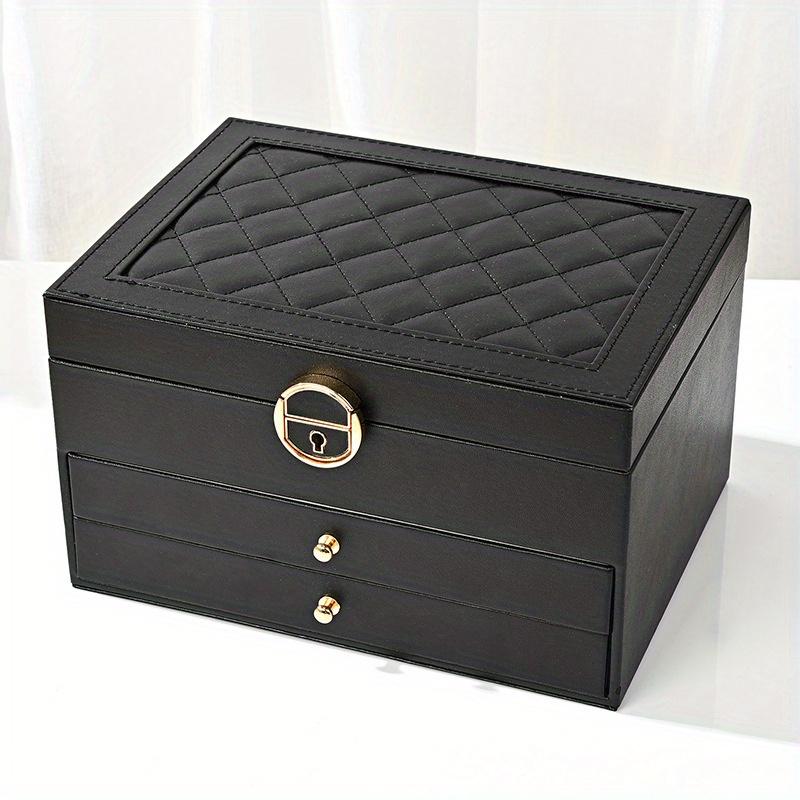 3-layer Drawer Type Jewelry Storage Box, Desktop Lockable Finishing Storage Container For Jewelry Earrings Rings Necklaces Bracelets Pendants