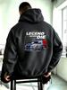 LEGEND NEVER DIE Modified Sports Car Fashion Versatile Hoodie Casual Comfortable Long Sleeve Pullover, Suitable for Spring, Autumn