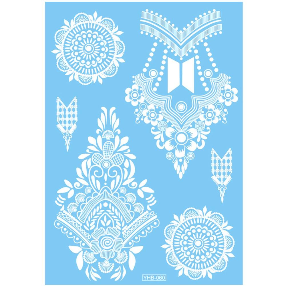Waterproof Temporary Tattoo Stickers Long-lasting Body Art Tattoo White Tattoo Stickers Women Men