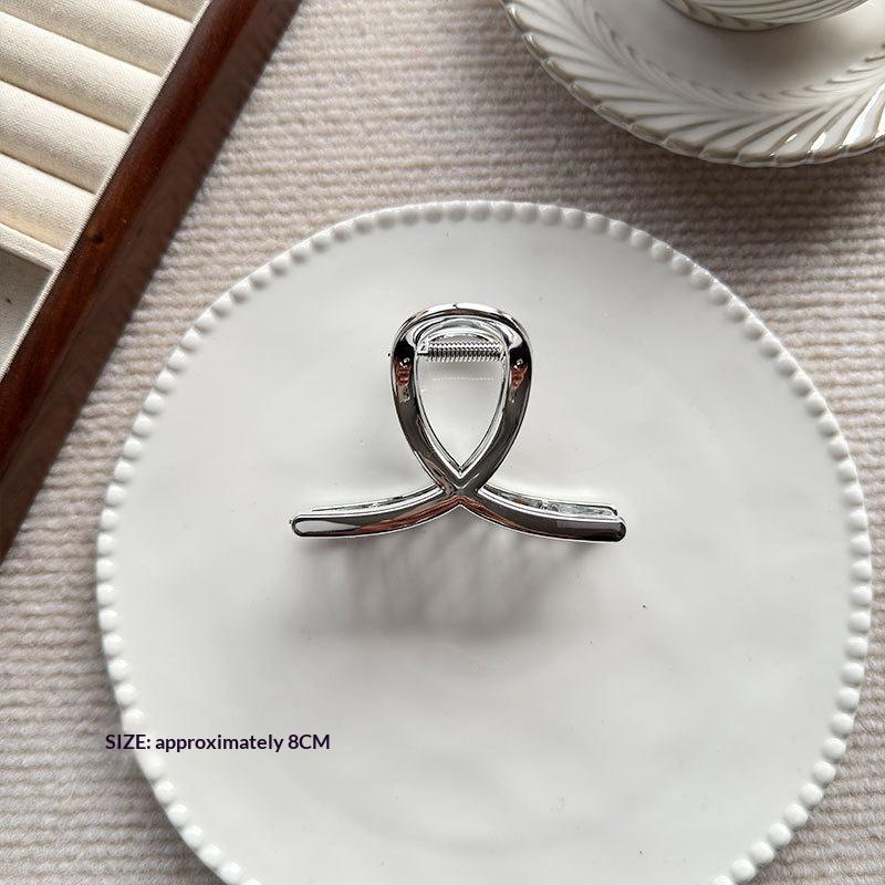 Women Large Silver Metal Hair Claw 1Pcs Elegant Punk Style No Hair Damage Hairpin for Curly Straight Hair Use