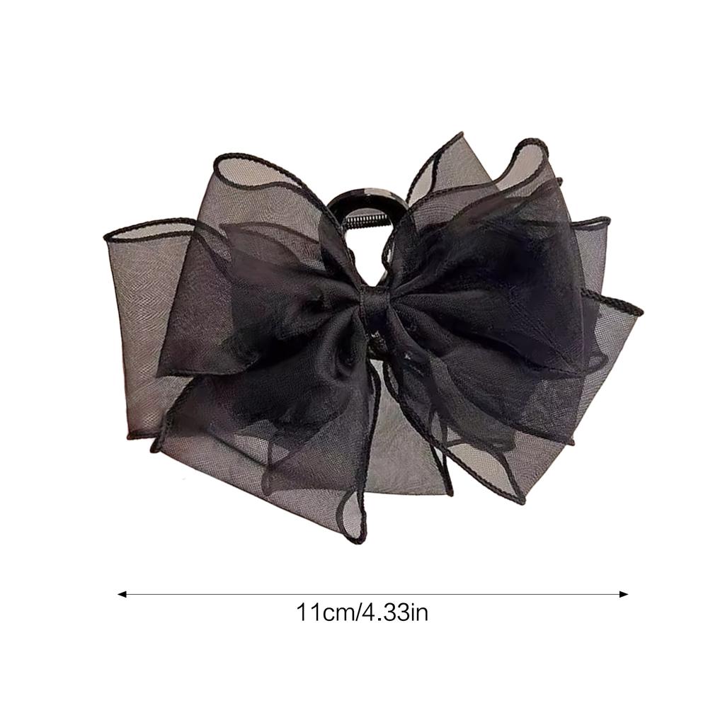 Elegant Black Bowknot Hair Claw for Women Bow Hair Claw Super Fairy Rhinestone Ponytail Braid Hair Claw Clip for Girlfriend