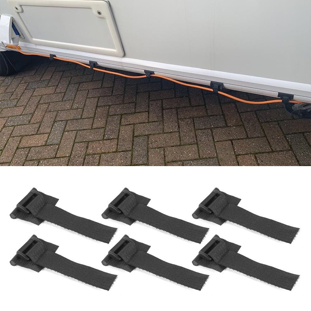 6pcs Caravan Power Cable And Fresh Water Pipe Support Straps Strong Fastener Bandage Belt Outdoor & Indoor Accessories