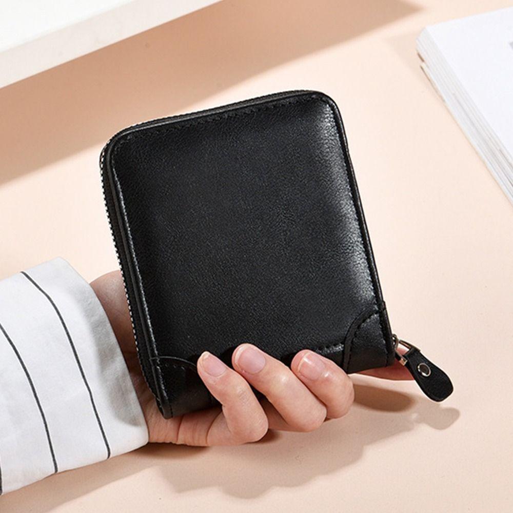 Black Men's Business Wallets Solid Color Short Billfold Purse Fashion Men's Fold Wallets Gift