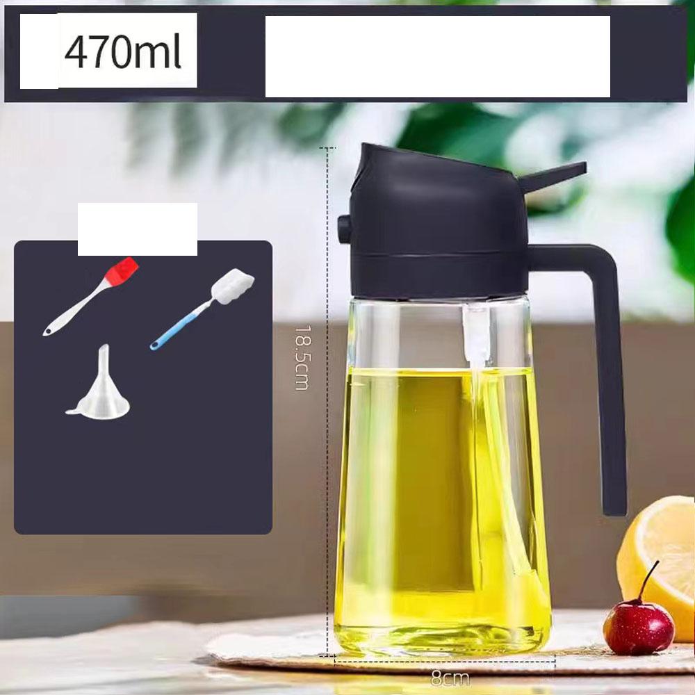 Oil Sprayer for Cooking 2 in 1 Spray  Pour Olive Oil Dispenser 470ml Glass Spray Oil Bottle Kitchen Gadgets