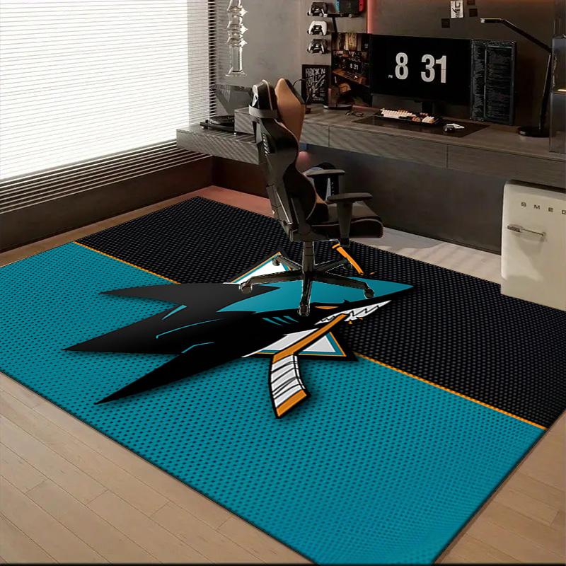 San-Jose Sharks Hockey Floor Mat for Living Room, Game Rooms, Office, Bedroom, Office Floor Mat Playful Design, Christmas fan gifts