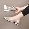 Hollow Out Sparkling Diamond Pointed Shoes for Women Spring and Summer Shoes with Thick Heels and Soft Soles Single Shoes