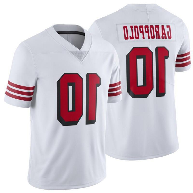 Mens Retro White Embroidered Football Jersey 10 Garoppolo 85 Kittle NFL Style Team Sport Uniform