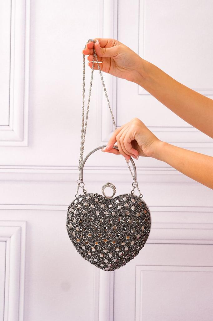 Women's Stylish and Useful Evening Dress Bag Women's Heart Stoned Saxe Blue Evening Dress Bag