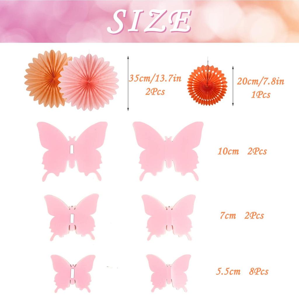 SUNBEAUTY Дневные украшения Розовые бумажные веера Украшения для вечеринки Подвесные бумажные помпоны Веера-цветы Шары-соты для Дня рождения Свадьбы На открытом воздухе