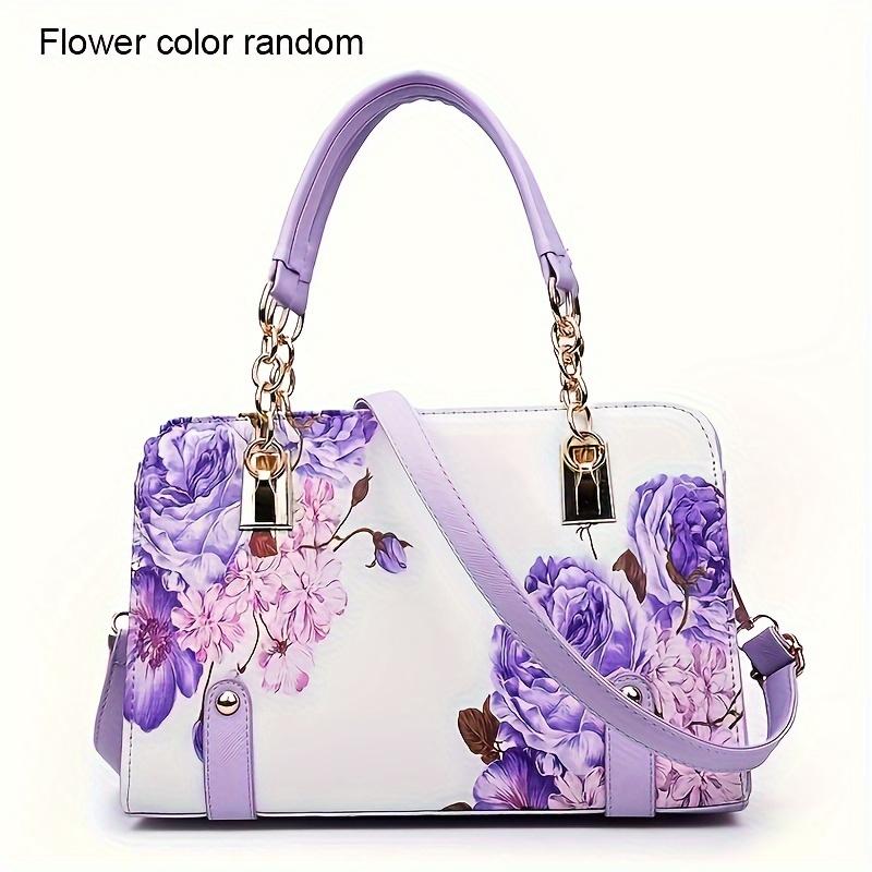 Сумка-портфель с цветочным принтом, регулируемый ремень через плечо, сумка через плечо для женщин, повседневное использование, путешествия, работа, школа и повседневные случаи