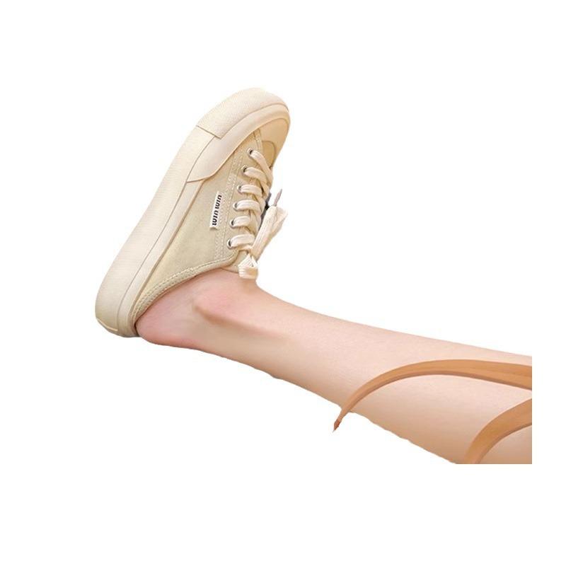 Виноградная мать studiolee 2025 новые летние парусиновые туфли с маленьким круглым носком, на который можно наступить, на шнуровке, низкий верх, повседневный стиль