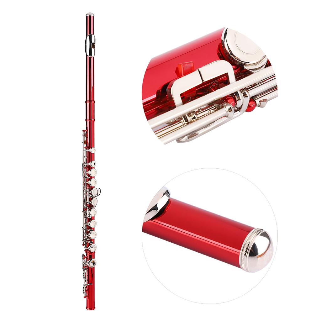 Набор для начинающих флейт из латуни LADE C Key 16 Hole, чехол для хранения, салфетка для чистки, перчатки (красный)
