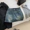 Классическая универсальная молодежная полуюбка с высокой талией и разрезными карманами Design Sense Package Hip A-силуэт ретро-юбка женская летняя модная джинсовая короткая юбка