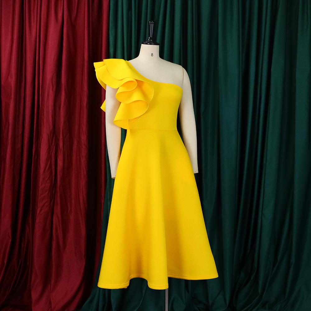 YYFS Женская мода лето весна однотонный принт без рукавов косой воротник высокая талия повседневные платья