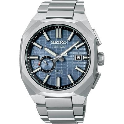 Мужской SBXD013 (ASTRON NEXTER GPS Solar Metal Band для мужчин) Круглые часы серебристые многострелочные аналоговые