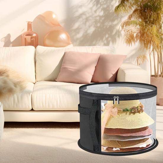 Oversized Clear Hat Storage Bag with Handle Zipper Closure Transparent Design Foldable Cowboy Hat Organizer Wide Brim Hat Case