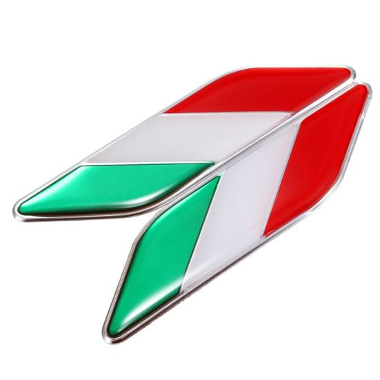 2Pcs 3D Italian Flag Adhesive Car Sticker Badge Waterproof Emblem Styling Decor
