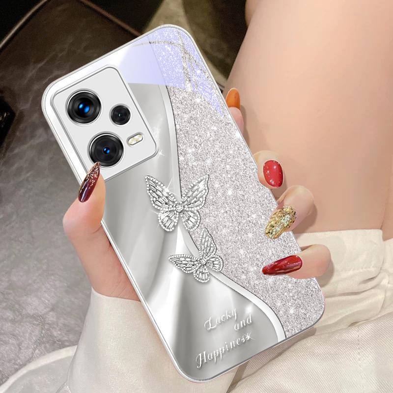 Золотая бабочка Для Xiaomi 14 Ultra 13 Lite Redmi Note 13 11 Pro 12 Plus Poco X6 3 Pro F4 6 GT Закаленное стекло Чехол для телефона